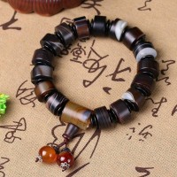 Sardonyx Black Roller Prayer Beads Bracelet