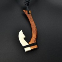 Maui Surfer Hand Carved Fishhook Necklace