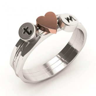 26Letters Heart Couple Ring Set