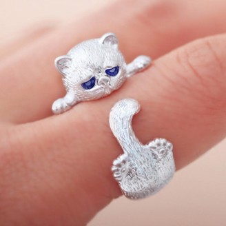 I Love My Kitty Silver Cute Animal Ring