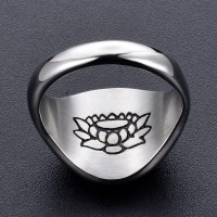 Buddhist Lotus Mantra Stainless Steel Ring