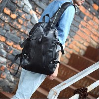 Enormous Casual Black Leather Backpack