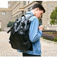 Enormous Casual Black Leather Backpack