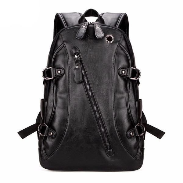 Casual Black Leather Backpack